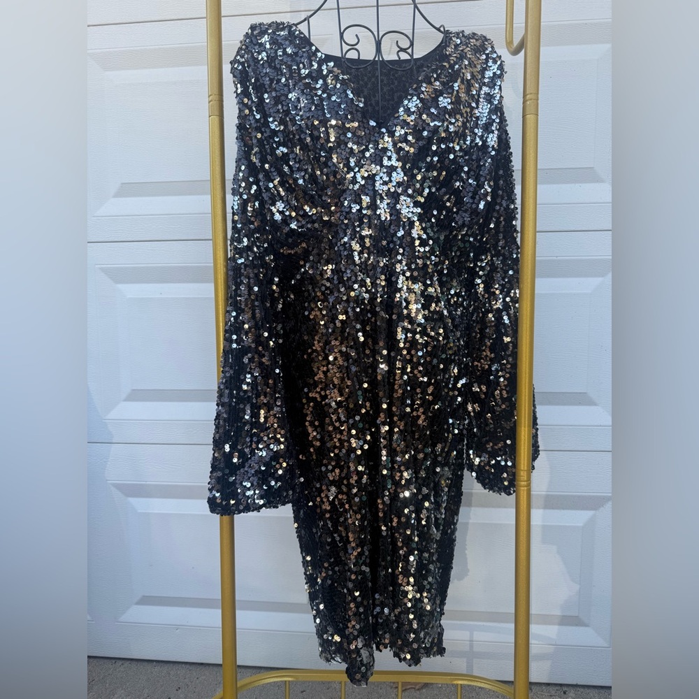 Black and Silver Sequin Dress